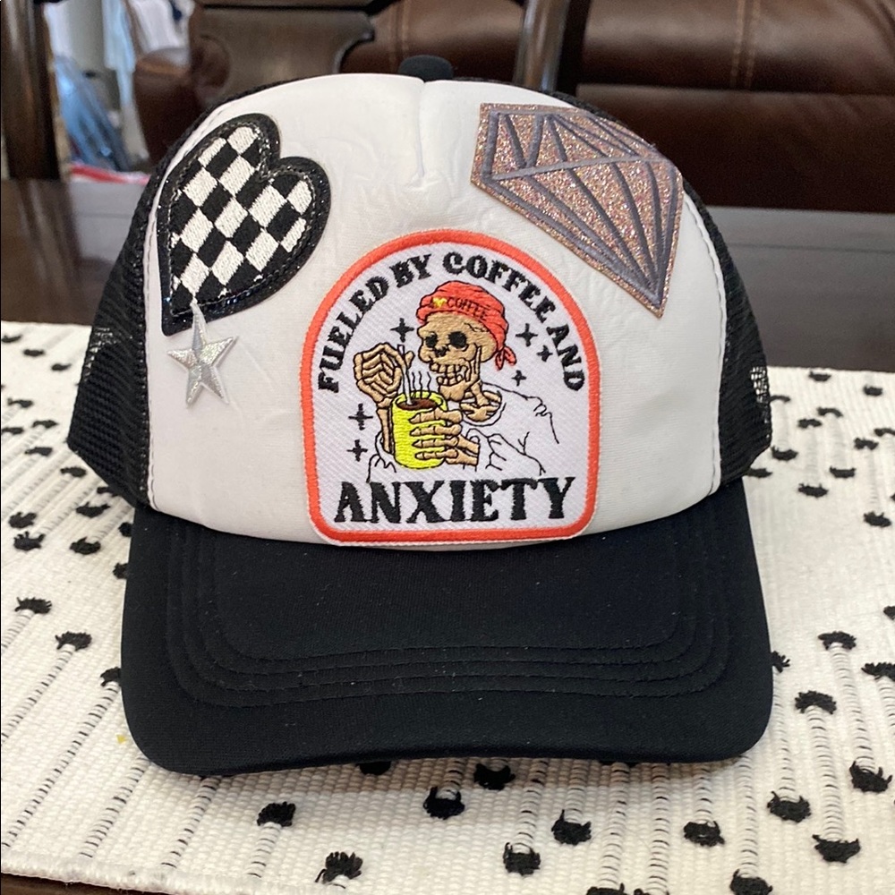 Black and White Kids Cap with Fun Patches